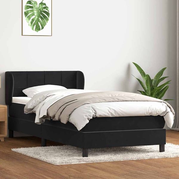 vidaXL Box Spring Posteľ s matracom Čierna 100x210 cm Zamat