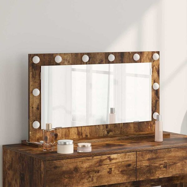 vidaXL Toaletné zrkadlo Obdĺžnikový Dymová dub 80 x 45 x 18 cm