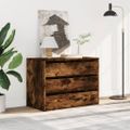 vidaXL Rohová komoda so zásuvkami dymový dub 80x41x58 cm kompoz. drevo