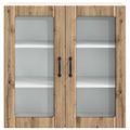 vidaXL Nástenný sklenený kabinet LUCCA Dub artisan 80 x 31 x 80 cm