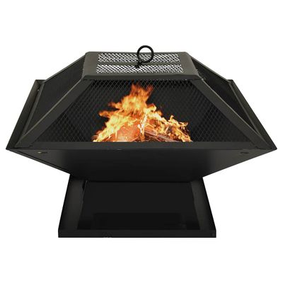 vidaXL 2 v 1 ohnisko s grilom a kutáčom 46,5x46,5x37 cm oceľ
