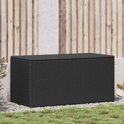 vidaXL Záhradný úložný box čierny 100x50x50 cm polyratanový
