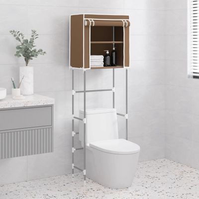 vidaXL 2-poschodový úložný stojan nad WC hnedý 56x30x170 cm železo