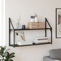 vidaXL Stenná polica Nástenná montáž Čierny dub 80 x 21 x 51 cm kov PB