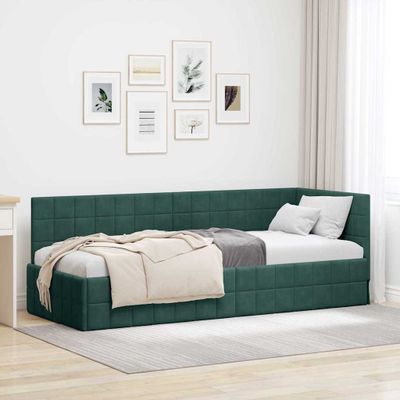 vidaXL Rohový rám postele Tmavozelená 80 cm x 200 cm Zamat