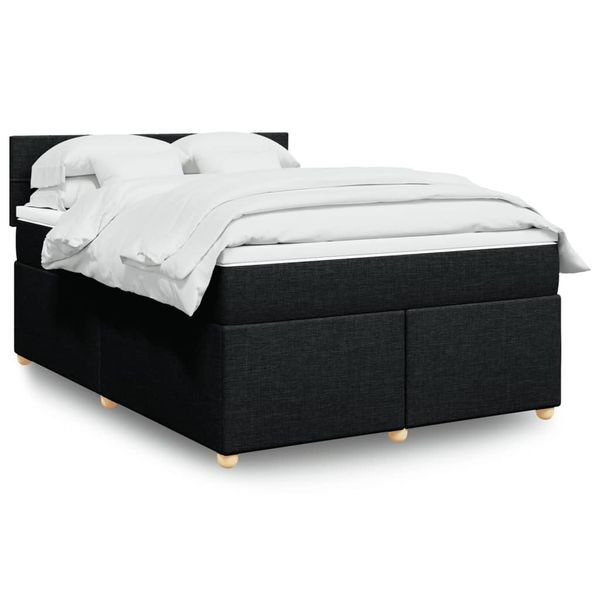 vidaXL Posteľný rám boxspring s matracom čierny 160x200 cm látka