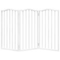 vidaXL Brána pre psa skladacia 3 panely biela 150 cm topoľové drevo
