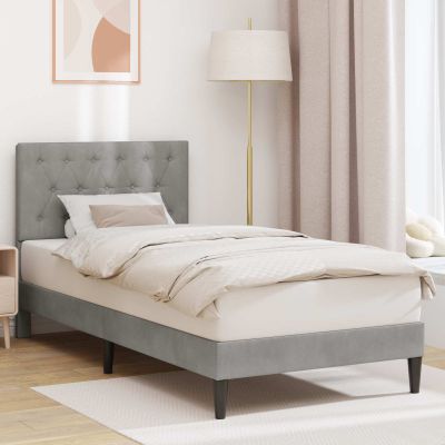 vidaXL Rám postele s čelnou doskou Svetlosivá 100 x 200 cm Zamat