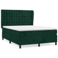 vidaXL Posteľný rám boxsping s matracom tmavozelený 140x190 cm zamat