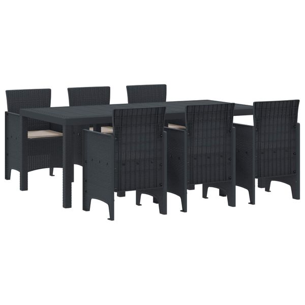 vidaXL Záhradný jedálenský set 7 pcs Antracitová Polypropylén