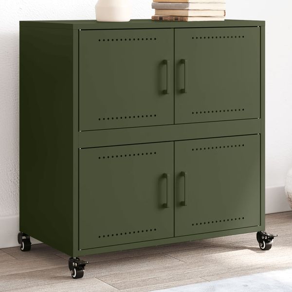 vidaXL Komoda olivovozelená 68x39x72 cm oceľ