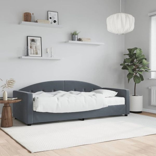 vidaXL Denná posteľ s matracom tmavosivá 80x200 cm zamat