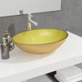 vidaXL Umývadlo sklo 50x37x14 cm zlaté