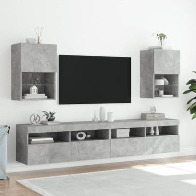 vidaXL TV skrinky s LED svetlami 2 ks betónovo sivé 40,5x30x60 cm