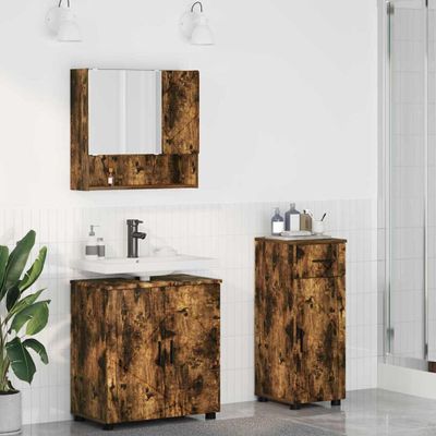 vidaXL Sada kúpeľňového nábytku 3 ks Dymová dub 61 x 35 x 64 cm
