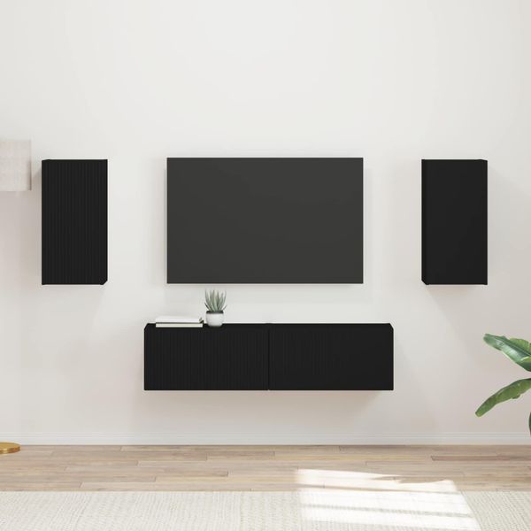 vidaXL Zostava TV skriniek 4 pcs Čierna Kompozitné drevo
