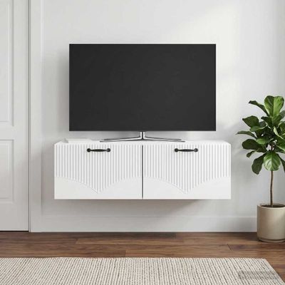 vidaXL Nástenná TV skrinka Biela s vysokým leskom 98 x 41 x 30 cm