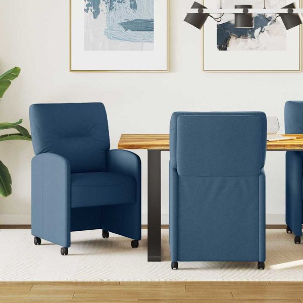 vidaXL Jedálenské stoličky na kolieskach 2 pcs Modrá 57 x 67 x 95 cm