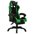 vidaXL Herná stolička s RGB LED svetlami zeleno-čierna umelá koža