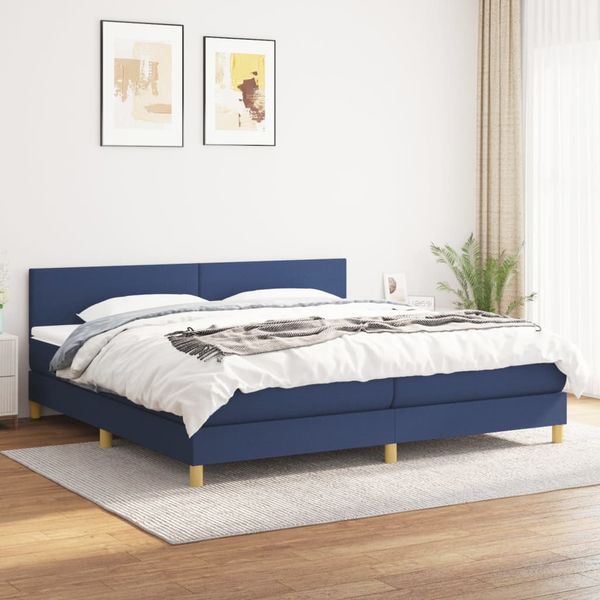 vidaXL Boxspring posteľ s matracom modrá 200x200 cm látka