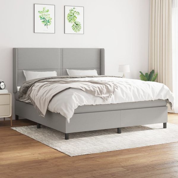 vidaXL Boxspring posteľ s matracom bledosivá 180x200 cm látka