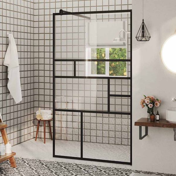 vidaXL Sprchová zástena z priehľadného ESG skla 90x195 cm čierna