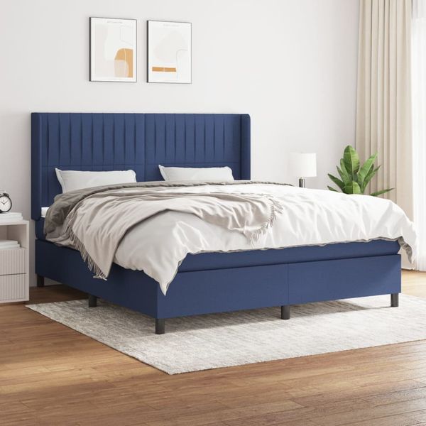 vidaXL Posteľný rám boxspring s matracom modrý 180x200 cm látka