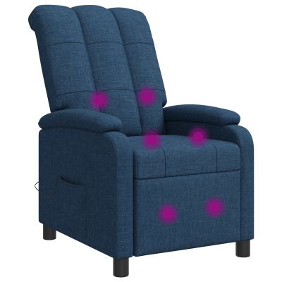 vidaXL Masážne relaxačné kreslo Modrá Látka
