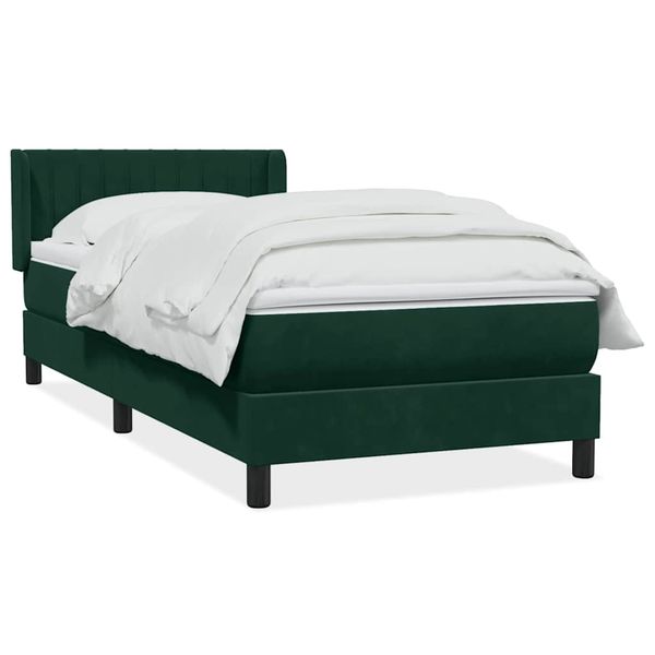 vidaXL Posteľný rám boxsping s matracom tmavozelený 90x220 cm zamat
