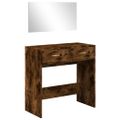 vidaXL Toaletný stolík so zrkadlom dymový dub 80x39x80 cm