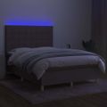 vidaXL Posteľ boxsping s matracom a LED sivohnedá 140x190 cm látka