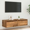 vidaXL TV skrinka s LED svetlami staré drevo 100X35,5x25 cm