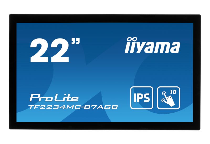 22'' iiyama TF2234MC-B7AGB: IPS, FullHD, capacitive, 10P, 350cd/m2, VGA, HDMI, DP, IP65, čierny