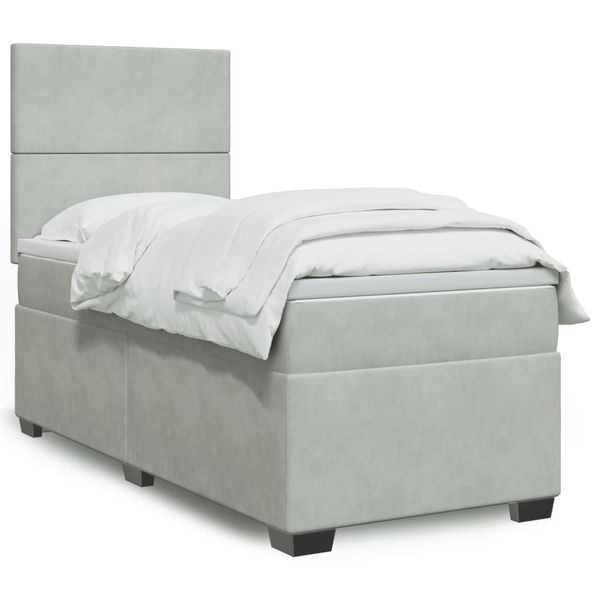 vidaXL Posteľný rám boxsping s matracom bledosivý 90x190 cm zamat