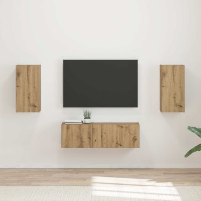 vidaXL Sada nástenného kabinetu na TV Nástenný 4 pcs Remeselný dub