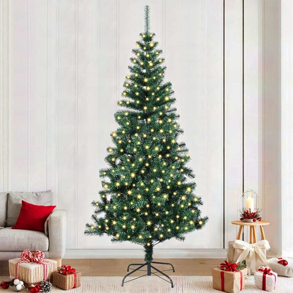 vidaXL Umelý predsvietený vianočný stromček Zelená 240 cm PVC a kov