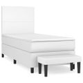vidaXL Boxspring posteľ s matracom biela 80x200 cm umelá koža