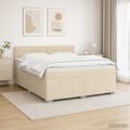 vidaXL LED boxspring posteľ s matracom Krémová 140 x 190 cm Látka