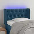 vidaXL Čelo postele s LED tmavomodré 83x16x78/88 cm zamat