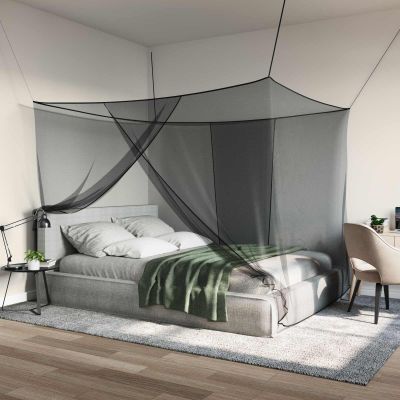 vidaXL Sieť proti komárom na posteľ 156 sieť Čierna 220 x 150 x 180 cm