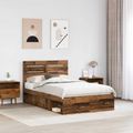 vidaXL Rám postele Staré drevo 135 x 190 cm Masívne borovicové drevo