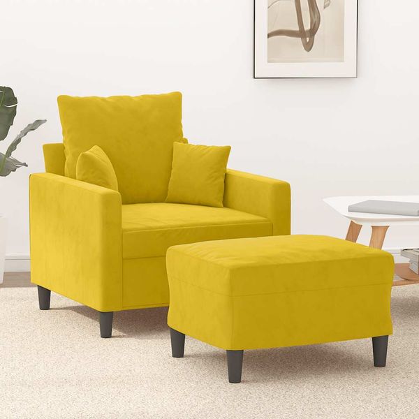 vidaXL Kreslo s podnožkou žlté 60 cm zamat