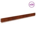 vidaXL Obrubník trávnika 30 ks 103 x 10 cm Oceľ Hrdzavý