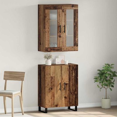 vidaXL Highboard 2 pcs Staré drevo Kompozitné drevo