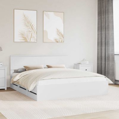 vidaXL Rám postele so zásuvkou Biela 180 x 200 cm Inžinierske drevo