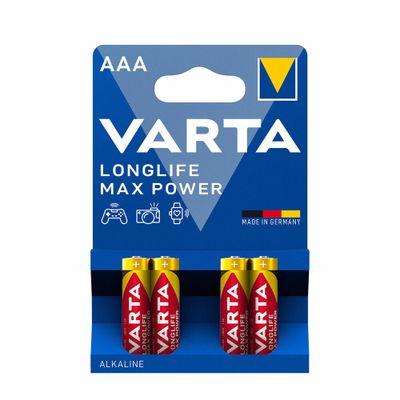 VARTA Longlife Max Power alkalická mikrotužková batéria AAA, 4ks