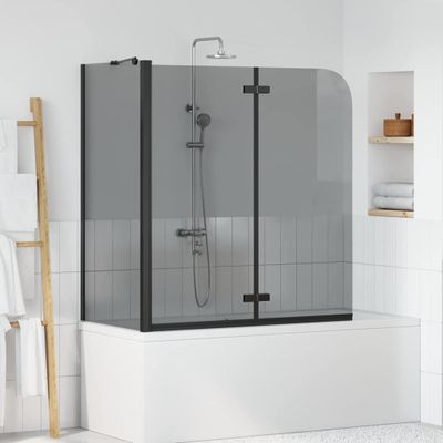 vidaXL Zábrana sprchy Čierna 120 x 68 x 130 cm ESG sklo a hliník