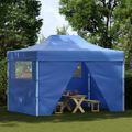 vidaXL Profesionálny skladací párty stan+4 steny 3x4 m, oceľ, modrý
