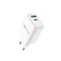 Forever TC-07-30AC PD QC charger 1x USB-C 1x USB 30W white + USB-C - USB-C cable 60W