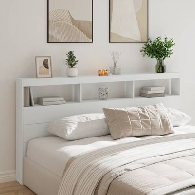 vidaXL Skrinka na čelo postele s LED biela 200x17x102 cm